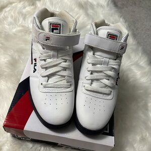 Fila Kids White and Navy Sneakers